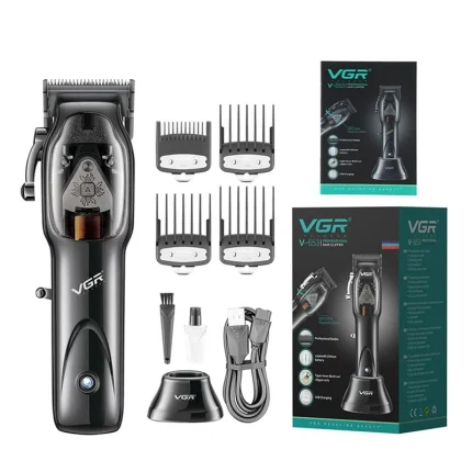ماشین اصلاح حرفه‌ای وی جی آر VGR V-653 | مجهز به تیغه DLC و موتور قدرتمند 9000 دور